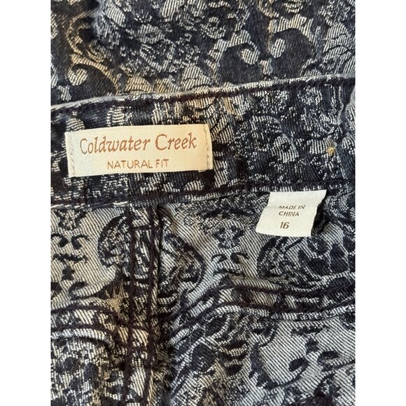 Coldwater Creek Natural Fit Blue & White Patterned Pants Jeans - Picture 3 of 13
